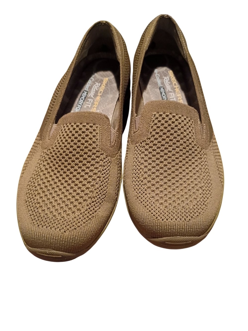 Skechers Women's Slip-On Knit Flats in Tan/Gray GUC